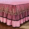 Lace Velvet Bed Jirt Queen Full King Cover avec lit matelassé de surface avec bande élastique chaude chaude 3 pièces européennes