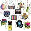 36pcs 80s anniversaire décor de fête suspendue tourbillonnage plafond feuille double spirale hip hop suspendu décor de tourbillon pour les fournitures de fête des années 80