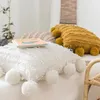 Kussen vaste deksel bloemen kwakgolven kussensloop witte gele grijze huizendecoratie sofa pompon 45x45cm