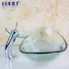 Jieni Washbasin فريد من نوعه من الحوض الزجاجي الحوض الحوض الحافظة مجموعة السند