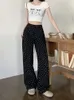 Jeans feminino Spring Summer Summer Polca Print Long Long Pant Women Women High Moda de Moda Casual Ladies calças coreanas