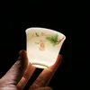 4 pcs/lot Chinese Suet jade Teacup Handmade Ceramic Tea Bowl Tea set Accessories Master cup portable Personal Single Cup 70ml