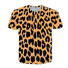 Men's T Shirts Summer 3D Printing Leopard Print O-Neck Short-Sleeved Sports Casual T-Shirt