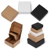 10st/parti 9Size Small Kraft Paper Box Brown Cardboard Handgjorda tvållåda Vitt hantverk Pappers presentförpackning Black Packaging Smyckeslåda