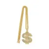 Biżuteria Hip Hop Złoty łańcuch Naszyjnik męski i damski Symbol dolara amerykańskiego Diamentowy wisiorek
