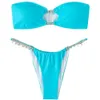 2024 zwempak diamanten ketting sexy strapless split bikini stevige kleur zwempak nieuwe bikini