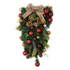 Decoratieve bloemen Kerstmis traan krans herbruikbaar creatief deurbord met bowknot ballen swag schattig slingerslanderdecor voor muren