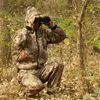 Winter Outdoor Warm Fleece Clothing real tree Bionic Camouflage Hooded Hunting Ghillie Suit Jacket Pants and hat gloves