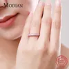 Bandringar Modian Romantic Pink Cubic Zirconia Ring med True 925 Sterling Silver Luxury Dazzling Finger Ring J240410