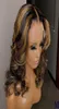 Ombre Highlight Lace Front wig With Baby Hair Body Wave 13x4 Pre Plucked Short Bob Human Gradient brown midlength curly8642440