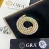 GRA Certificated 10K 14K Real Solid Gold 3Mm 4Mm Moissanite Jewelry Tennis Chain Necklace For Men Women