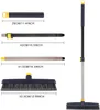 Eyliden Push Broom Brush Stiff Bristles with 12.8in Long Pole Broom Head Telescopic Heavy-Duty Outdoor Commercial