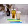 100pcs 1cm Wide Disposable Drinking Straws Mixed Colors Plastic Beverage Straws Pearl Milk Tea Plastic Strwas Party Bar Supply 240327