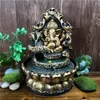 Ręcznie robione hinduskie ganesha posąg wewnętrzny fontanna wodna LED Waterscape Dekoracje domu Lucky Feng Shui Ozdoby powietrzne T2003254U