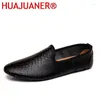 Casual Shoes Men Loafers Lightweight Leather Fashion Crocodile Pattern Breathable Driving Comfortable Summer Flat