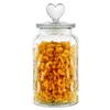 현대 심장 모양의 밀봉 유리 항아리 부엌 조미료 커피 콩 항아리 투명 유리 항아