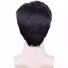 Mens wig black chemical fiber wig head cover with partial split mens elastic inner net short hair cover wigs