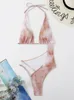 Swimwear Women One Piece Femmes Hollow Out 2024 Tie Dye Swimsuit Sexy Thong Monokini Bodys Bodys Bathing Feme Summer Beachwear