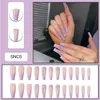 Sisful Long Coffin 24 Pieces Press On Nails Set, Inkludera nagelim, gelélimtejp, alkohol bomull, nagelfil, nagelbandpinne