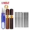 LMDZ Small Size Leather Sewing Kit Läder Rope Spets Needle Timble skräddarsydd sax med flaska för DIY -handsömningsverktyg