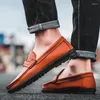 Lässige Schuhe Strongshen Italian Herren Slebringe Leder Moccasins Leichter atmungsaktiv auf dem Fahrboot