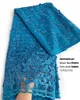 Fashionable Turquoise French lace 5 Yards Embroidered African inspired mesh fabric for Nigerian Ghana casual occasional wear