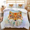 3D Fox Duvet Cover Bohemian Queen/King/Full/Twin Rozmiar Zestaw pościeli Zestaw Zwierzęta Pokrywa Boho Exotic Miękka Poliety Polilt Cover