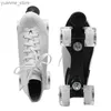 Inline Roller Skates Roller Skates Shoes Microfiber Leather PU Rubber Adult Men Women Unisex Quad 4 Wheels Skating Sliding Sport Training Shoes Y240410