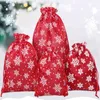 1pc More Size Elk Deer Snowflakes Candy Gift Bag with Stickers Merry Christmas Guests Packaging Boxes Christmas Party Gift Decor