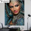 Beauties indiennes 5d Diamond Painting Asian Femmes Cross Stitch Kits Portrait Diamond Mosaic Art Beads Broderie Decoration Home Decoration