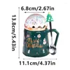 Muggar julmugggåva med lock och sked 16oz Santa Snow Globe Ceramic Cup Winter Party Gifts for Kids Friends