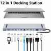 Hubs 12in1 Typec USB 3.2 Hub VGA Drei Bildschirmanzeige MST Gigabit Ethernet -Port USB C Adapter Gigabit Ethernet für Laptop -PC