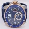 Diver av högsta kvalitet W2CA0009 Blue Dial and Rubber Band 42mm Automatisk herrsportvirklockor 18K Rose Gold Mens Watch236e