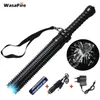 Ställer in kraftfull zoombar XML Q5 LED Telescopic Self Defense Stick Tactical Baton Rechargeble Flash Torch 186502478293p