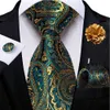 Coules de cou Green et Gold Paisley Mens Tie en soie Brooch Pin Pinion Cuffers Business Wedding Party Set ACCESSOIRES DES GRANDS GONDC240410