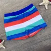 Novos troncos de menino de verão para natação colorida listrada maiô listrada infantil shorts de natação meninos de praia roupas de banho de praia