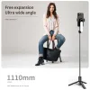 Sticks 43.7Inch Selfie Stick Desktop Tripod Telescoping Rod 7 Sections Phone Clip Fill Light&Remote Control for Android 4.4/ iOS 5.1