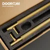 Dooroom mosiądz drzwi podwójny pojedynczy liniowy pasiastowy pasek drewniany drewniana brama szklana drzwi prysznic Matt Złota czarna klamka mosiądz