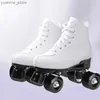 Inline Roller Skates Größe 34 Rollschuh Skate Schuhe 4 Räder Quad Sneakers Skating PU Leder Sport Anfänger Frauen Frauen Roller Skating Schuhe Räder Schuhe Y240410