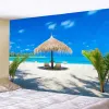 Nature Sea Landscape Tapestry Seaside Coconut Tree Wall Hanging Decorative Art Ocean Beach Tapestry Home Decor Backdrop Ceiling