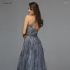 Parti Elbiseleri Mavi Halter Kristal A-Line Prom Dressese Tasarım 2024 Gerçek Po Slegisiz Seksi Elbise Sakin Hill BLA70158