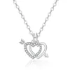 Colliers de pendentif 925 Collier de cristal de cristal de coeur romantique en argent sterling pour les femmes