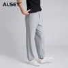 Alsey Miyake高品質のメンズプリーツパンツルーズワイドレッグパンツ秋のストレートカジュアルパンツウエスタン2023トレンディ服240326