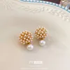 Aiguille sier, une paire de boucles d'oreilles baroques légères géométriques perlées, boucles d'oreilles de style social français