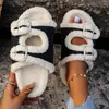 Slippers Women Leather Plush Platform Non-Slip Slides Casual Fashion Pin Buckle Roman Flip-fliop Winter Leisure Ladies Shoes