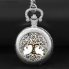 Orologi tascabili Retro Tree di Live Vintage Quartz Pocket Women Necklace Unique Silver Clock Hours Regalo Accessori Y240410