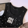 Knitted Camisole Mage Sleeveless High-end Sense Hot Drilling Heavy Industry Waistband Niche Sling Top Women's Summer Outer Wear