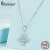 Pendant Necklaces Bamoer 925 Sterling Silver Lucky Four-leaf Clover Pendant Necklace Hollow Heart Leaf Neck Chain for Women Valentines Day Gift 240410