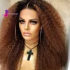 バージンブラジルの人間の髪のシルクベースウィッグ/13x4/13x6 1bt30キンキーカーリーレースフロントウィッグは黒人女性のためにベビーヘアで摘み取られた