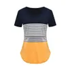 Vêtements de maternité Femmes Été Casual Stripe Sleeve Grossesse Maman Mama Mallaitage T-shirt enceinte Vêtements à la maison Vêtements